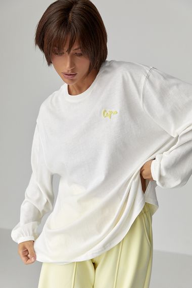 Лонг вільного фасону з написом - білий цвет, ONE SIZE (є розміри) | Зображення 4