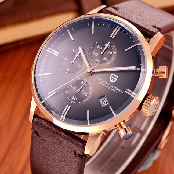 Чоловічий годинник Pagani Design PD-2720 Gold-Black-Brown | Зображення 1