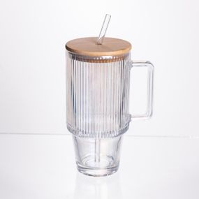 Кружка скляна з кришкою і трубочкою 750 (мл) HP-19-49