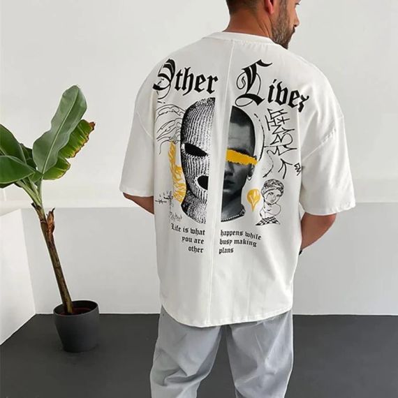 Футболка мужская с принтом повседневная M Белая