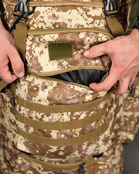 Рюкзак мілітарі тактичний 50 літрів армійський рюкзак для походів великий похідний наплічник піксель | Зображення 3
