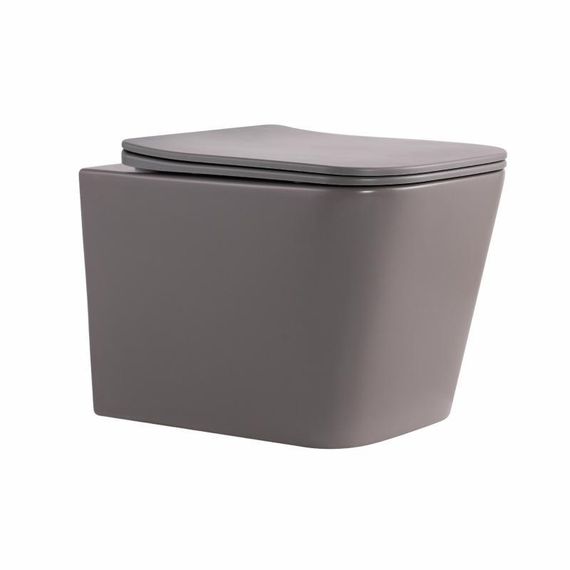 Унитаз подвесной Qtap Tern Ultra Quiet 520×345×325 мм, Stone grey, с сиденьем Slim Duroplast / Soft-close / Quick Release