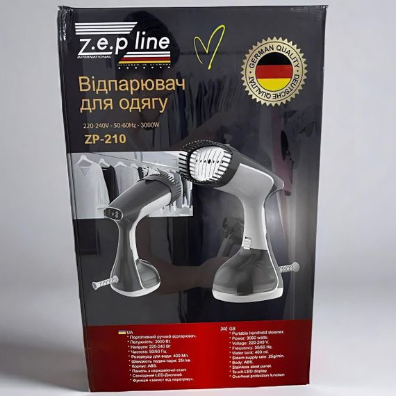Вертикальний відпарювач Zepline ZP-210 — 3000 Вт, Сіре сенсорне керування, Німеччина | Зображення 5