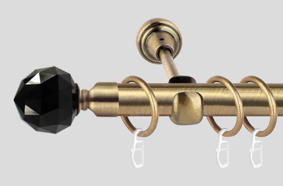 Карниз для штор однорядний металевий 19 мм, Чорний Кристал (комплект) 200 див., Антик