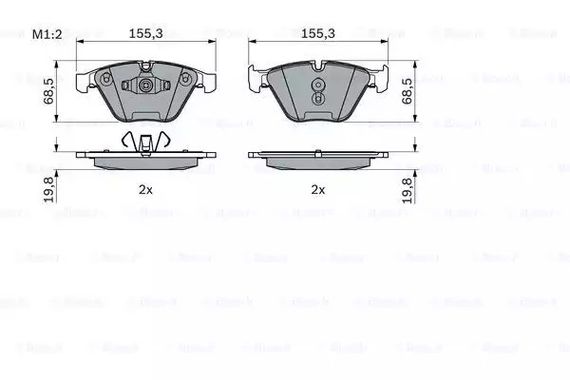 Колодки гальмівні дискові BMW 5 (F10) 523I,528I,520D,525D,530D 2010- передн.  BOSCH (0986494354) | Зображення 6