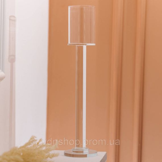 Підсвічник келих скляний на високій ніжці 8×40.5 см декоративний прозорий HP-4-45L | Зображення 3