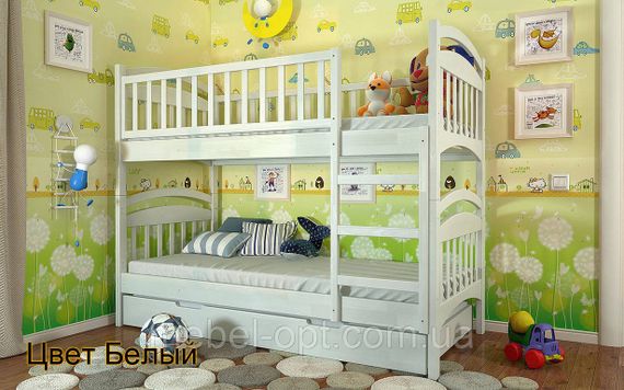 Двоярусне Дерев'яне ліжко Смайл 80х190 см Arbor Drev | Зображення 1