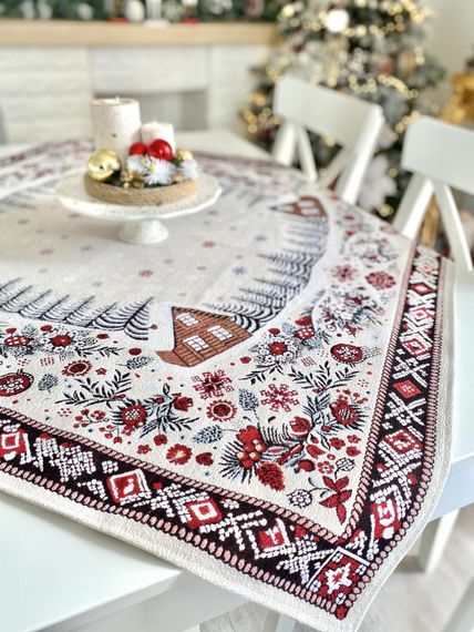 Скатертина гобеленова HUTSUL Limaso, 97х100, Квадратна, Новорічний, Без люрексу, з мікрофібою, 80% поліестер, 15% бавовна, 5% акрил, Гобелен | Зображення 5