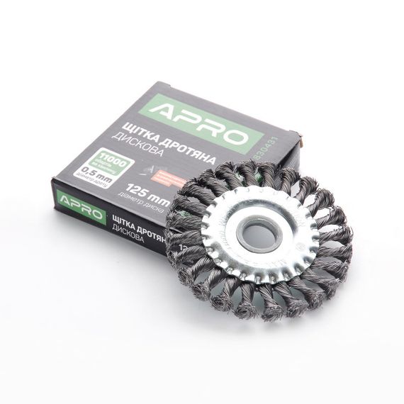 Щітка коло сталеві витки 125 мм (УШМ) APRO 8304311 | Зображення 1