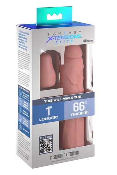 Насадка на пеніс Pipedream Fantasy X-tensions Elite бежева, 18 см Sex Aura | Зображення 3