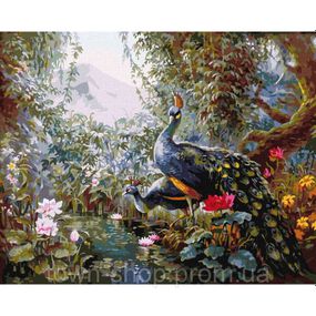 Картина по номерам "Сказочные павлины" ©Сергей Лобач Идейка KHO4375 40х50 см