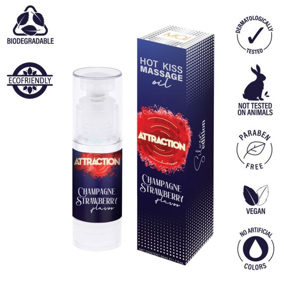 Їстівна масажна олія MAI Attraction Champagne Strawberry Hot Kiss (50 мл) | Зображення 2