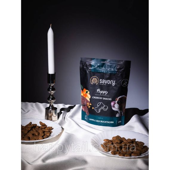 Хрусткі беззернові ласощі для цуценят Savory Puppy з ягням та обліпихою — 200 г | Зображення 4