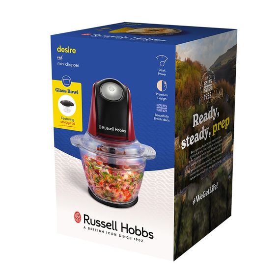 Подрібнювач Russell Hobbs Desire Red, 200Вт, чаша-500мл, скло, корпус-пластик, червоний (27130-56) | Зображення 7