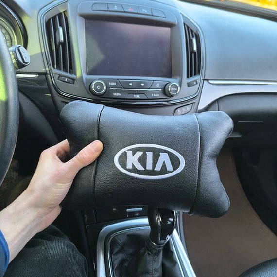 Автодушки 2 шт на подголовник Kia/Киа, натуральная кожа, черные, Подголовник для авто с комфортом | Зображення 9