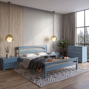 Полуторне дерев&#039;яне ліжко Mebigrand Чикаго Сіті Сіро-синій (S7010R90B) 120х190 см (MBG-9916)