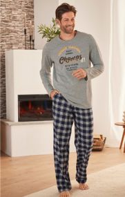 Мужская пижама домашний костюм с фланелевыми штанами