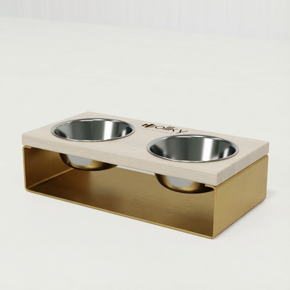 Миски на подставке из цельного металлического листа для собак и котов Hollky SteelWood S (2 × 0,45 л) SWS-36188-GLWH | Зображення 6