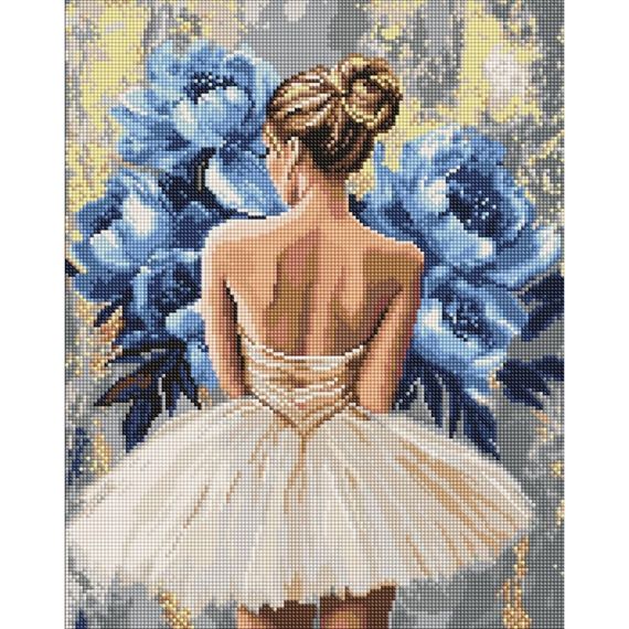 Алмазная мозаика "Балерина с голубыми пионами" ©art_selena_ua AMO8350, 40х50 см