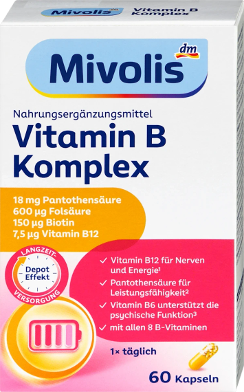 Комплекс 8 вітамінів групи В "Mivolis" B-Komplex Комплекс усіх вітамінів групи "В"