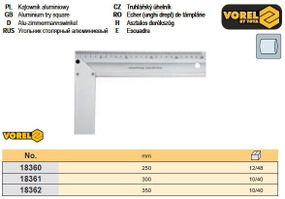 Косинець кутнік столяра алюміній I=300мм VOREL-18361