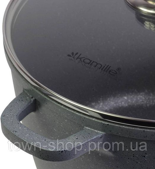 Кастрюля Kamille Landes Grey 6.2л с литыми алюминиевыми ручками KM-4427 | Зображення 5