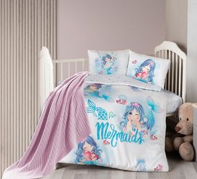Дитячий комплект постільної білизни з пледом First Choice Baby Digital Satin Nirvana 100х150 см. Mermaid