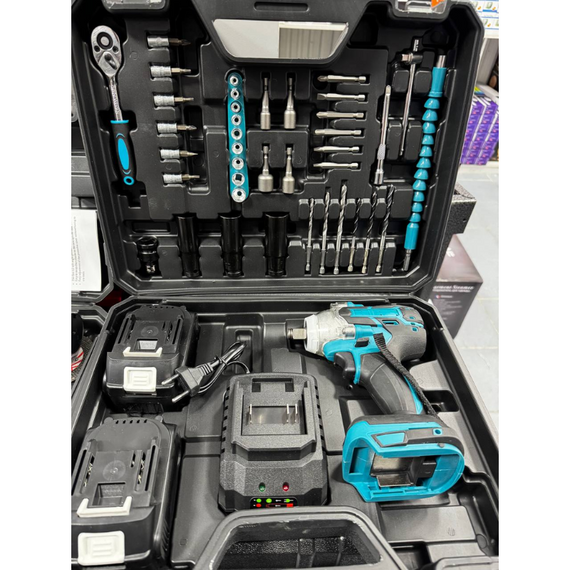 Гайковерт акумуляторний 48V, 5AH, компактний акумуляторний гайковерт у пластиковому кейсі з набором інструментів | Зображення 4