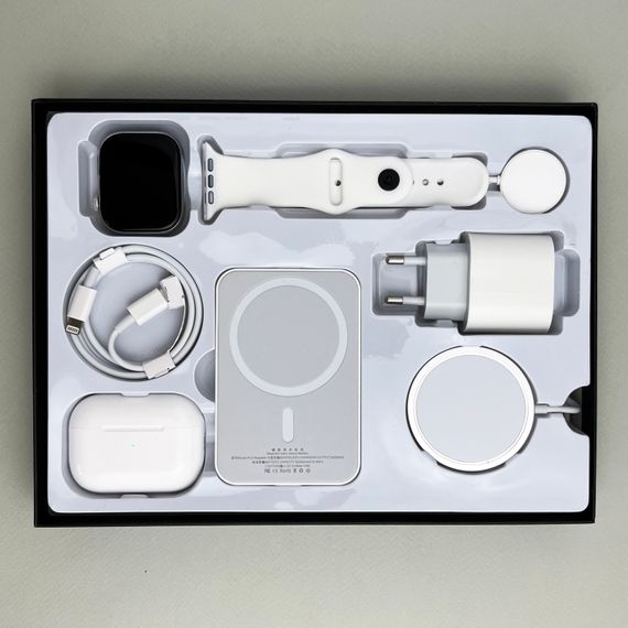 Комплект Megabox 6в1 - Watch 9 / Air Pro 2 / Battary Pack / MagSafe / 20W Type-С / Кабель 3х / Ремінець (Білий) UA | Зображення 8