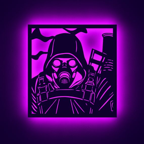 Панно декоративне картина на стіну Сталкер персонаж LED підсвітка 16 кольорів пульт 380х400 acr-p000274 | Зображення 6