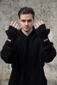 Теплі зимові міхові перчатки рукавиці без пальців 7-52А Without UGC Black