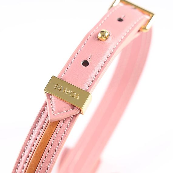 Нашийник з повідцем LOCKINK SEVANDA Love Heart Butterfly Leather Collar Set, рожевий, з бантом | Зображення 3