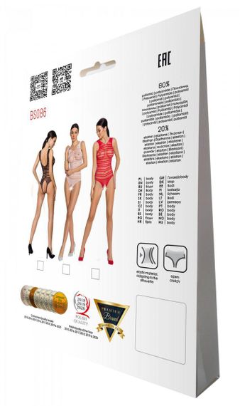 Бодістокінг з доступом Passion BS086 red, вертикальна сітка, виріз на спинці Sex Aura | Зображення 7