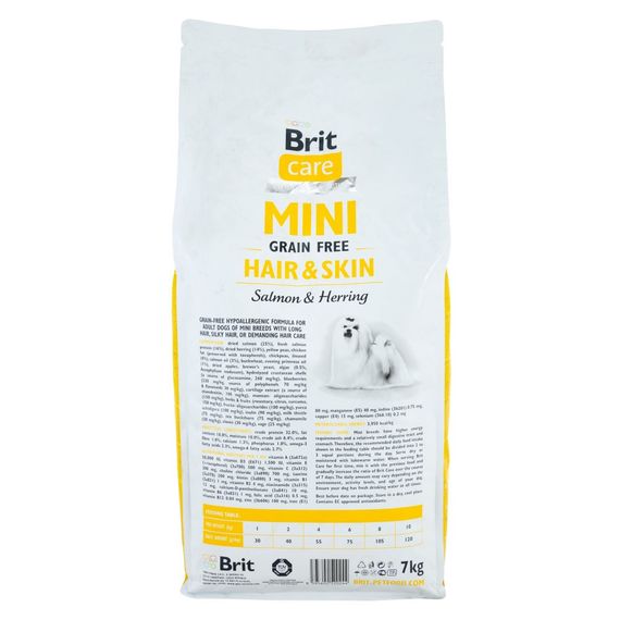 Корм сухий Brit Care Grain Free Mini Hair Skin для собак мніатюрних порід для шкіри та шерсті з лососем та оселедцем 7 кг | Зображення 2