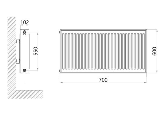 Радіатор сталевий Thermo Alliance IMAS 22 тип 600x700 мм бічне підключення (TAI22600700K) | Зображення 1