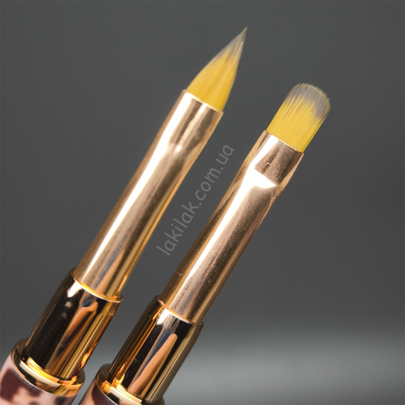 Двосторонній пензлик "Леопард" №1 для гелю овальний №6 та пелюстка №5