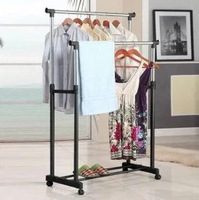 Стойка для одежды и обуви Double Pole Pro, Телескопическая двойная вешалка   скидка