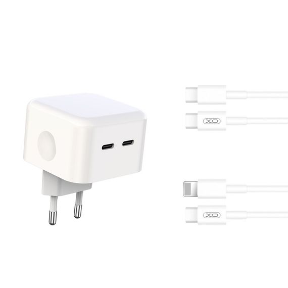 Мережевий зарядний пристрій XO L102 EU Dual type-C port 35 W Type-C to Lightning | Зображення 2