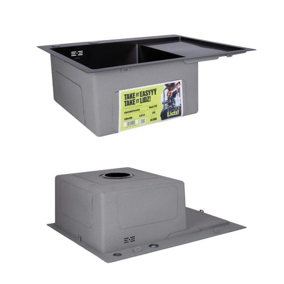 Комплект Lidz Handmade H6350BR Мийка для кухні інтегрована крило праворуч BlackPVD у комплекті з дозатором + Lidz K01B Кошик | Зображення 3