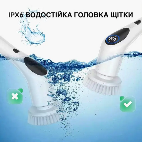 Щітка акумуляторна з подовженою ручкою, у комплекті 4 насадки та 5 губок для дому кухні ванної та салону авто | Зображення 3