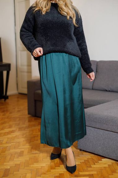 Женская шелковая юбка миди больших размеров BR250 цвет зеленый, размер 48/50 | Зображення 3