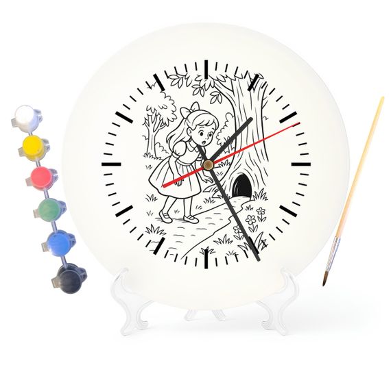 Детский набор для творчества часы-раскраска Алиса в Стране чудес (Льюис Кэрролл) 30 см (Г0008)