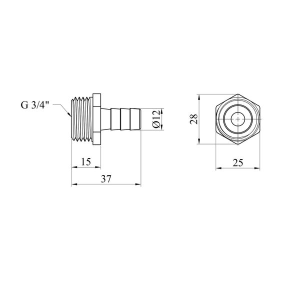 Штуцер Karro 3/4" РЗ, D=12 мм нікельований KR-821 | Зображення 1