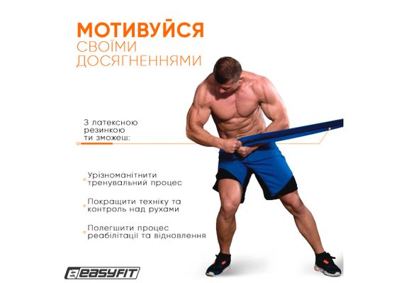 Гумова петля-еспандер Easyfit Origin 50-110 кг гумка для підтягувань, фітнесу та тренувань Синя (EF-1881-BL) | Зображення 3
