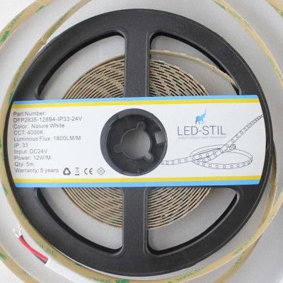 Светодиодная лента LED-STIL 4000K 12 Вт/м 2835 128 діодів IP33 24 Вольта 1800 lm нейтральне світло | Зображення 3