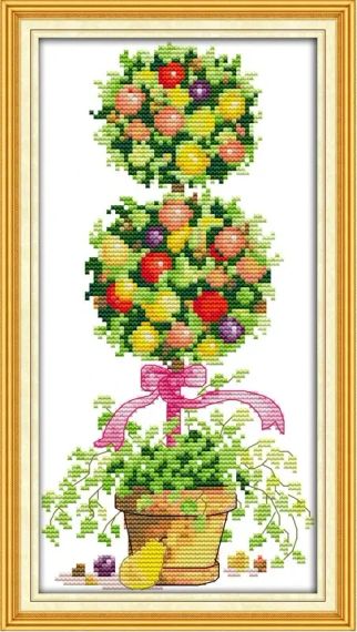Набір для вишивання за нанесеною на канву схемою "Colorful rich tree". AIDA 14CT printed, 17*31 см