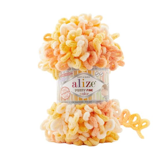 Пряжа Alize Puffy FINE Color 6467 фантазійна нитка плюшева