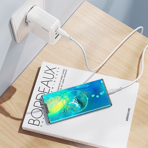 МЗП Hoco C115A Header PD65W+QC3.0 (1USB-A/2C) White | Зображення 7