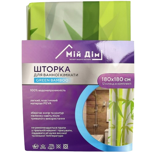 Шторка для ванної 180*180см Green Bamboo NJ10109 МД Виланд | Зображення 1