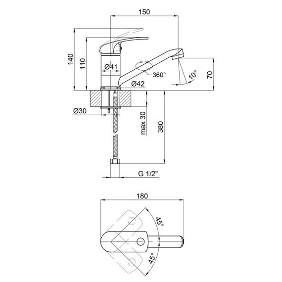 Змішувач для кухні Lidz (CRM) Mars 81 002M | Зображення 1